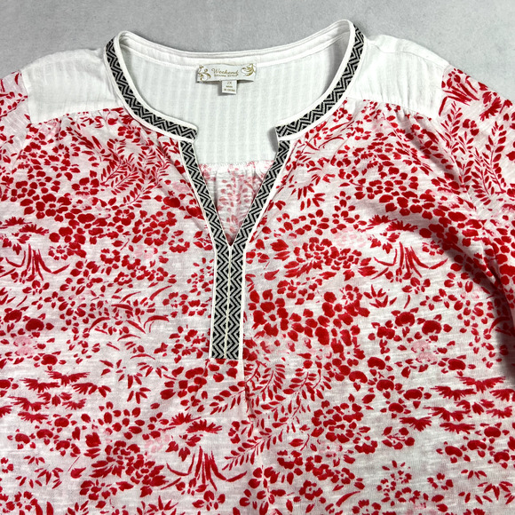 Suzanne Betro Weekend Floral Top Women's Size Plus 2X V Neck - Picture 3 of 8